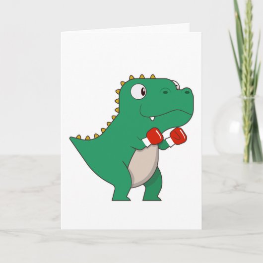 ボクシンググローブを装着した恐竜 カード (正面)