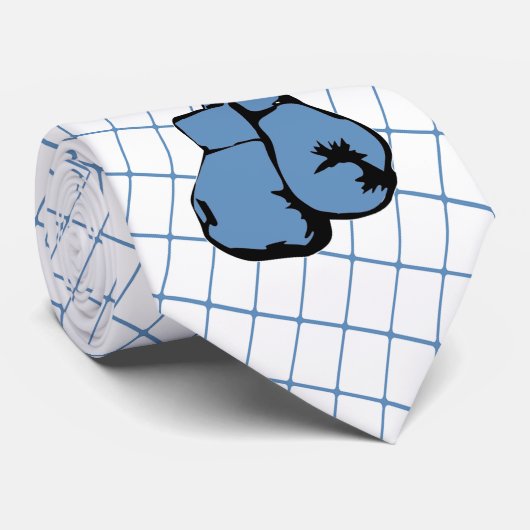 ボクシンググローブオンブルーチェックネクタイ ネクタイ (ロール)