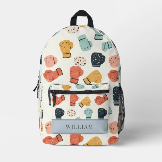 ボクシンググローブベージュキッズ新学期 プリントバックパック (正面)