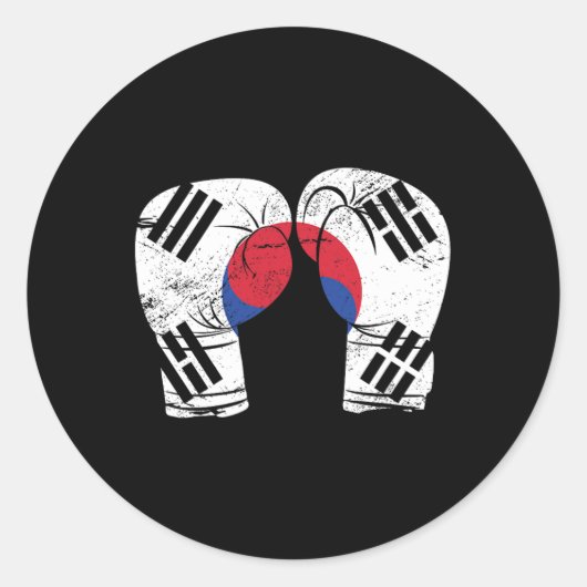 ボクシンググローブボクサー韓国国旗 ラウンドシール (正面)