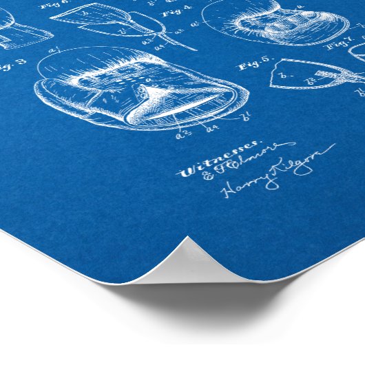 ボクシンググローブ特許 – 青写真 ポスター (角)