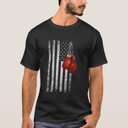 ボクシンググローブ ディストressedアメリカ国旗 tシャツ (正面)