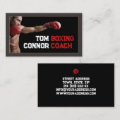 ボクシングコーチフィットネスインストラクターダークビジネスカード 名刺 (正面/裏面)