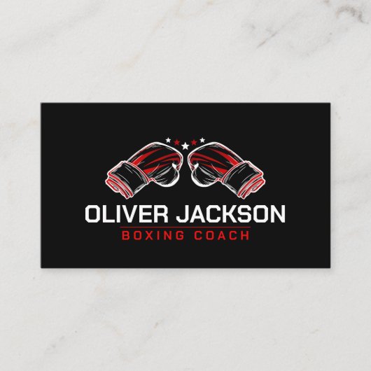 ボクシングコーチ白と赤の手袋 名刺 (正面)