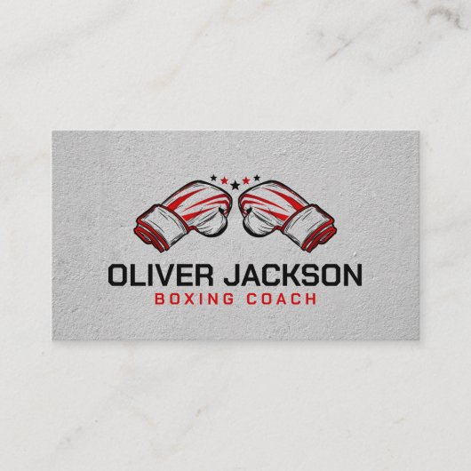 ボクシングコーチ黒と赤の手袋 名刺 (正面)