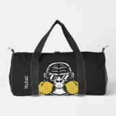 ボクシングゴリラ手袋レトロ名または独自の文字 ダッフルバッグ (正面)