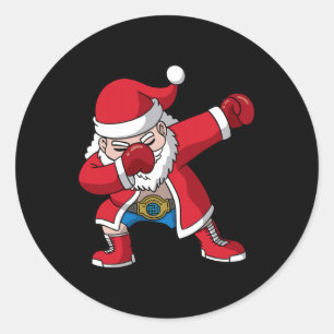 ボクシングサンタクロースボクサーボクシングクリスマスメンズボーイズ ラウンドシール