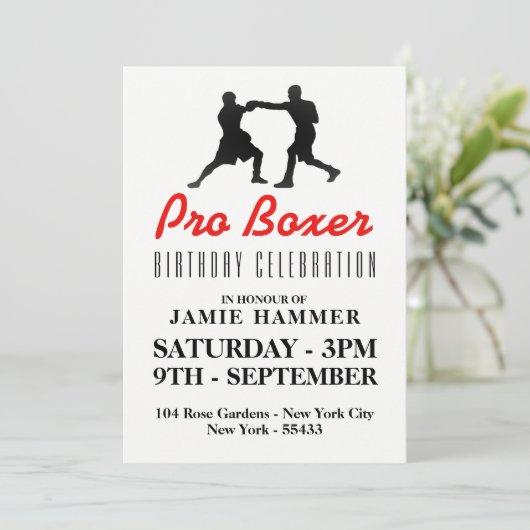 ボクシングシルエットバースデーパーティー 招待状 (スタンド正面)