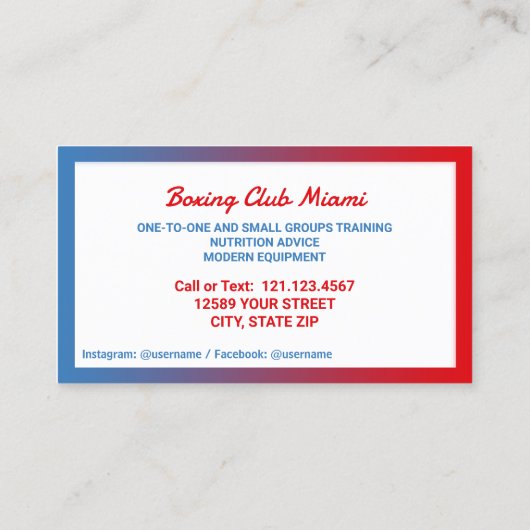 ボクシングジム 名刺 (裏面)