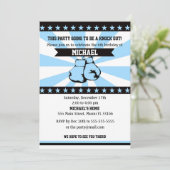 ボクシングスポーツボーイ誕生日招待状ブルー 招待状 (スタンド正面)