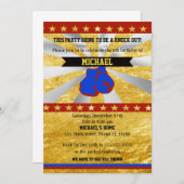 ボクシングスポーツボーイ誕生日招待状金ゴールドブルー 招待状 (正面/裏面)