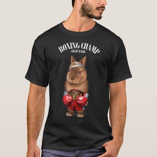ボクシングチャンピオン矮小ウサギ戦闘機 Tシャツ (正面)