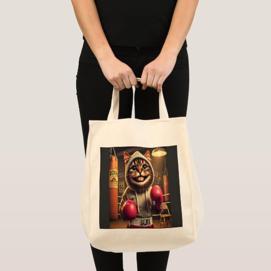 ボクシングチャンプ?ーボクシング手袋猫 トートバッグ (正面(商品))