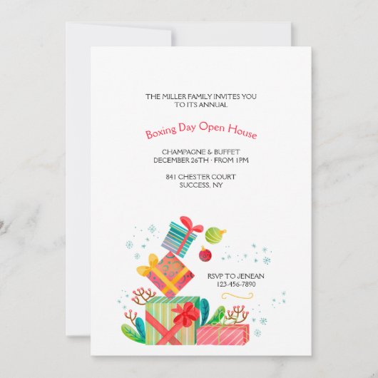 ボクシングデーの休暇のお誘い 招待状 (正面)