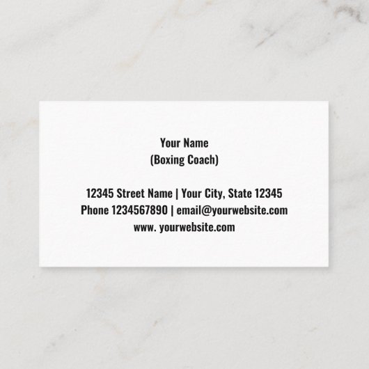 ボクシングトレーニングレッスンビジネスカードテンプレート 名刺 (裏面)