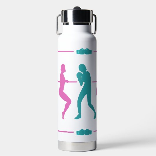 ボクシングバーカラフルレメスシルエット ウォーターボトル (正面)
