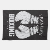 ボクシングパーソナライズされたクラブボクサージムファイターグローブ キッチンタオル (横)