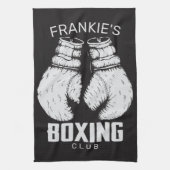 ボクシングパーソナライズされたクラブボクサージムファイターグローブ キッチンタオル (縦)