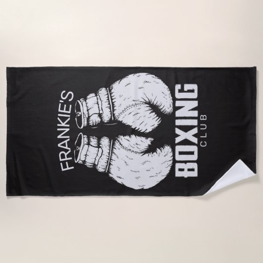ボクシングパーソナライズされたクラブボクサージムファイターグローブ ビーチタオル (正面)