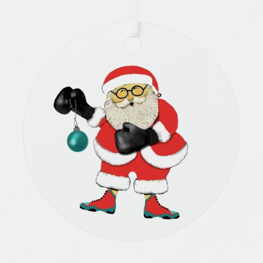 ボクシングパーソナライズされたクリスマス収集可能 メタルオーナメント (正面)