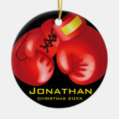 ボクシングパーソナライズされた手袋オーナメント セラミックオーナメント (正面)