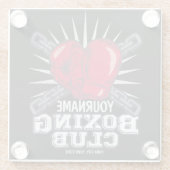 ボクシングパーソナライズされた手袋戦闘機チャンピオンボクサー ガラスコースター (裏面)