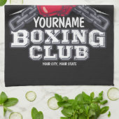 ボクシングパーソナライズされた手袋戦闘機チャンピオンボクサー キッチンタオル (折り畳み)