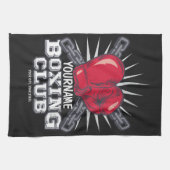 ボクシングパーソナライズされた手袋戦闘機チャンピオンボクサー キッチンタオル (横)