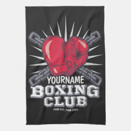 ボクシングパーソナライズされた手袋戦闘機チャンピオンボクサー キッチンタオル