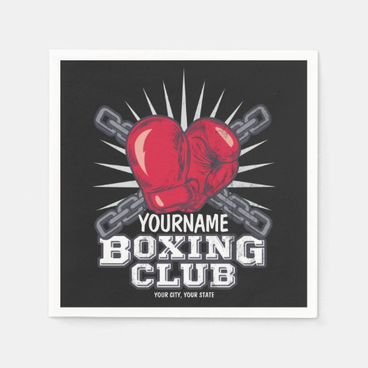 ボクシングパーソナライズされた手袋戦闘機チャンピオンボクサー スタンダードカクテルナプキン (正面)