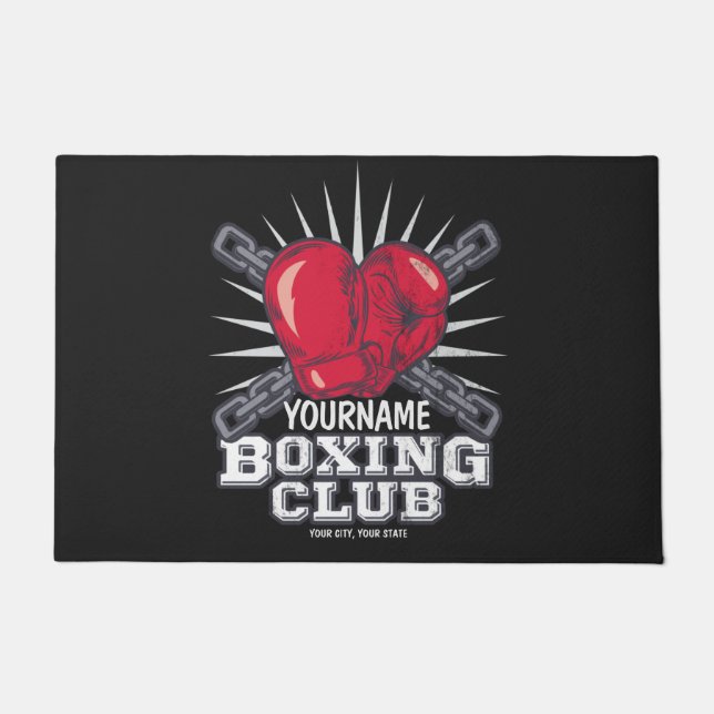 ボクシングパーソナライズされた手袋戦闘機チャンピオンボクサー ドアマット (正面)