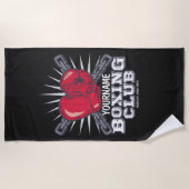 ボクシングパーソナライズされた手袋戦闘機チャンピオンボクサー ビーチタオル (正面)