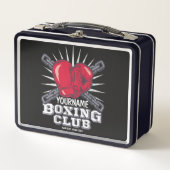 ボクシングパーソナライズされた手袋戦闘機チャンピオンボクサー メタルランチボックス (正面)