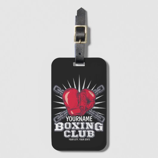 ボクシングパーソナライズされた手袋戦闘機チャンピオンボクサー ラゲッジタグ (正面縦)