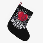 ボクシングパーソナライズされた手袋戦闘機チャンピオンボクサー ラージクリスマスストッキング (正面 (吊り時))