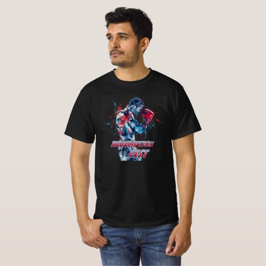 ボクシングファンのためのグラフィックとテキスト Tシャツ (正面フル)