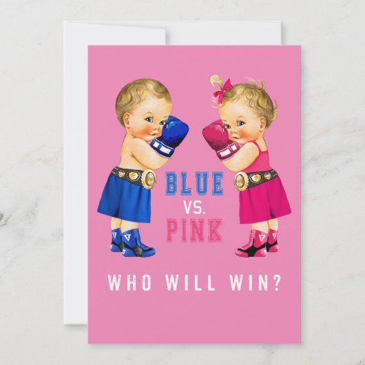 ボクシングベビー性別の表示パーティー 招待状 (正面)