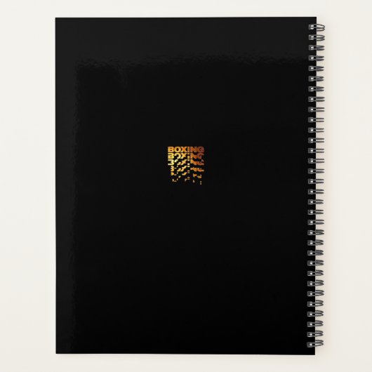 ボクシングボクサーのグラフィックワードアート プランナー手帳 (裏面)
