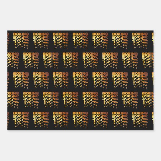 ボクシングボクサーのグラフィックワードアート ラッピングペーパーシート (正面)