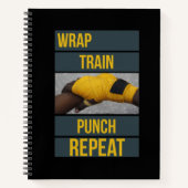 ボクシングボクサートレーニング引用文ラップトレインリピート ノートブック (正面)