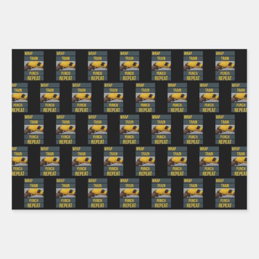 ボクシングボクサートレーニング引用文ラップトレインリピート ラッピングペーパーシート (正面)