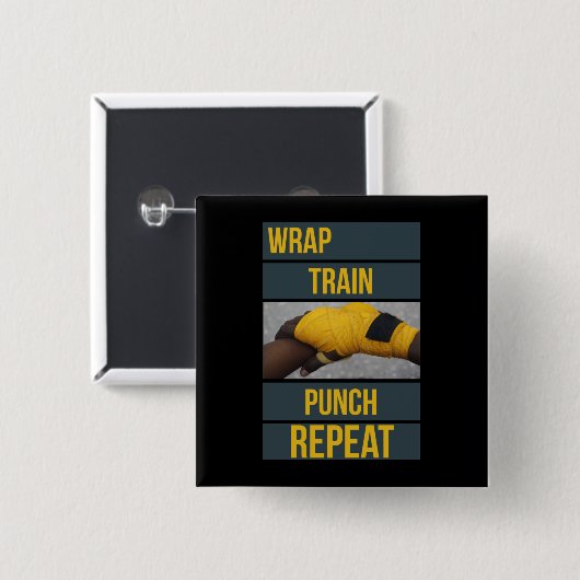 ボクシングボクサートレーニング引用文ラップトレインリピート 缶バッジ (正面&裏面)