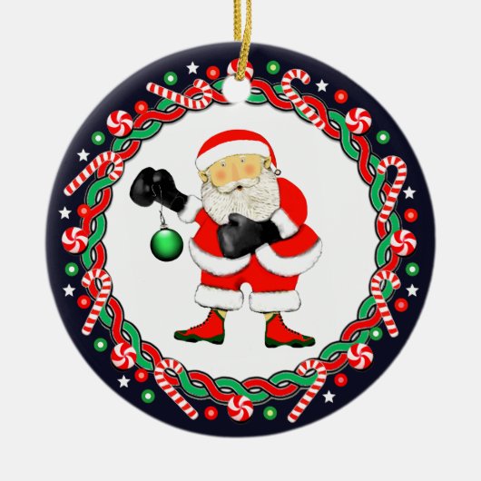 ボクシングボクサーホリデーギフトセラミックオーナメント セラミックオーナメント (正面)