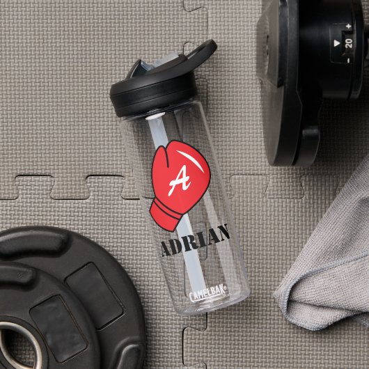 ボクシングモノグラムのグローブロゴ付きウォーターボトル ウォーターボトル (ジム)