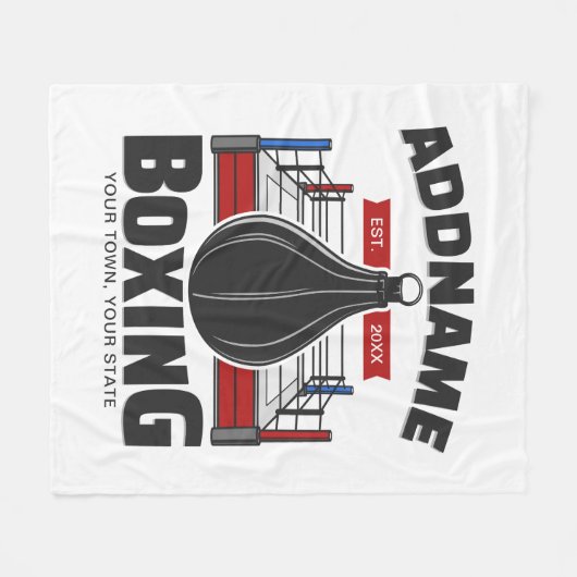 ボクシングリングや輪名前の追加ボクサージムスピードバッグ フリースブランケット (正面(横))