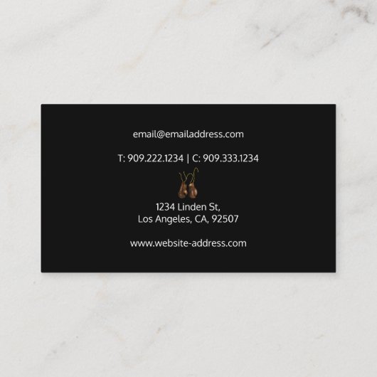 ボクシング手ぶら下がった袋名刺 名刺 (裏面)