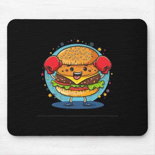 ボクシング手袋のコストでスマおもしろいッシュバーガーの衣装 マウスパッド (正面)