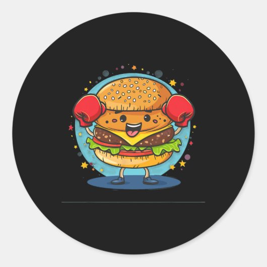 ボクシング手袋のコストでスマおもしろいッシュバーガーの衣装 ラウンドシール (正面)