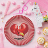 ボクシング手袋デザイン紙パーティープレート ペーパープレート (パーティー)