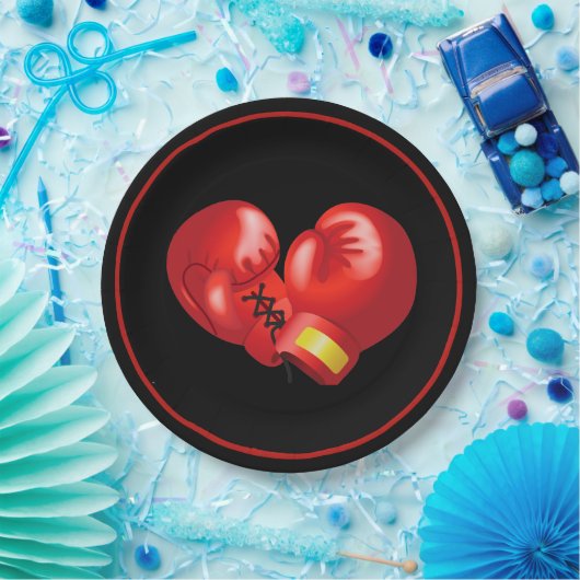 ボクシング手袋デザイン紙パーティープレート ペーパープレート (パーティー)